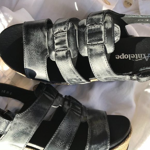 Antelope 876 Woven Plate metallic black sandals 38 - Picture 10 of 10